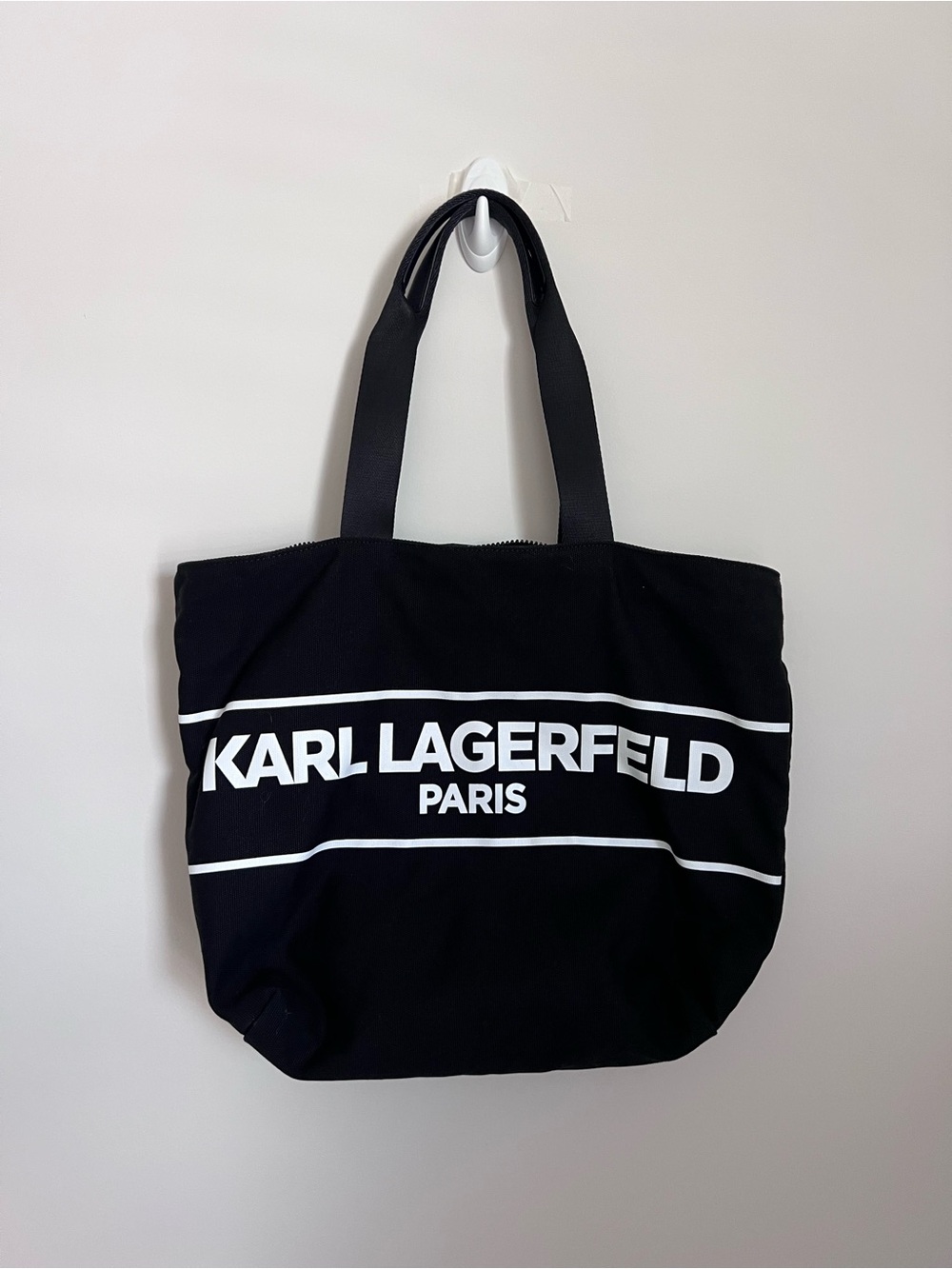 Karl Lagerfeld Black and White Logo Canvas Tote